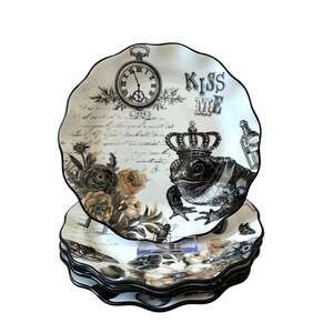 Potter's Studio Halloween Salad Plates 4pc 8.5in Stoneware Frog Bat Crow NEW